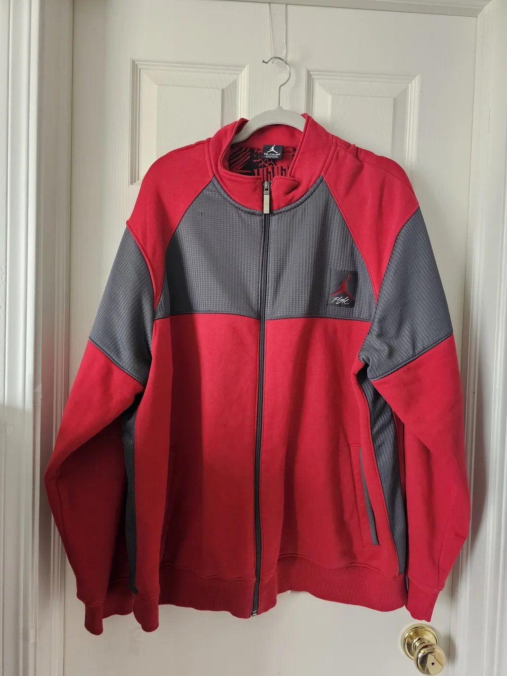 100% AUTHENTIC RARE Jordan Retro IV Fight Track Jacket Sweatshirt Red/Grey Sz2XL